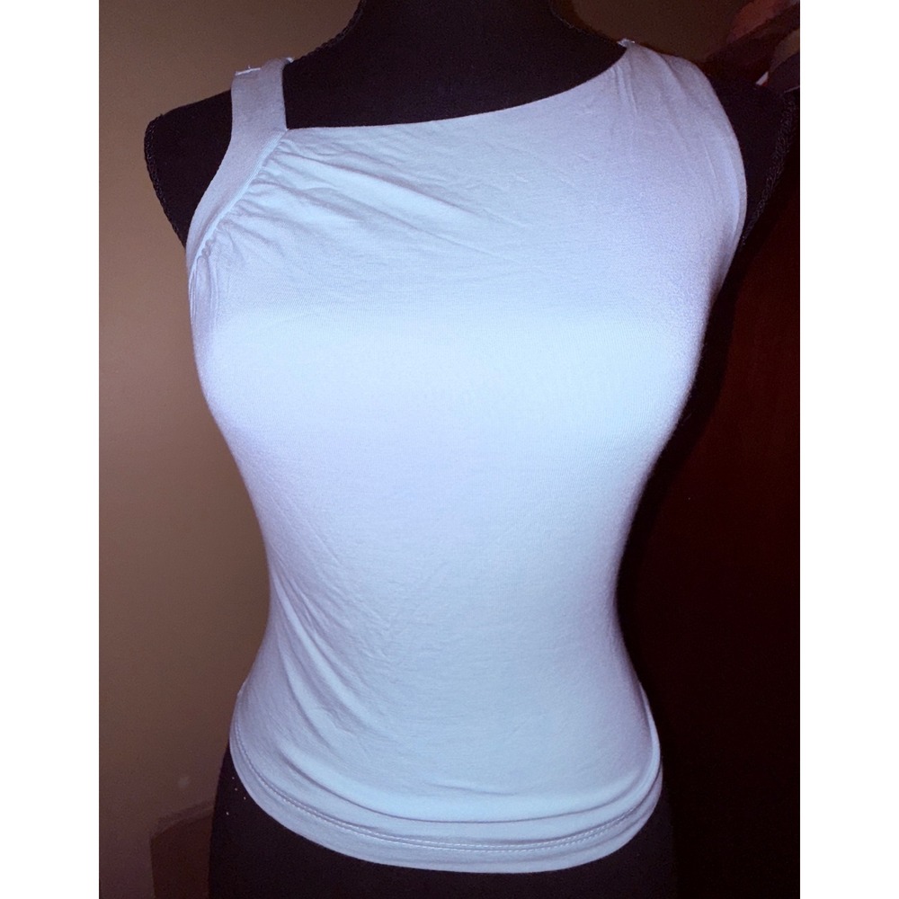 Wild Fable Tank Top Womens XXS Light Blue NEW‎ Asymmetrical Ruched Stretch Knit